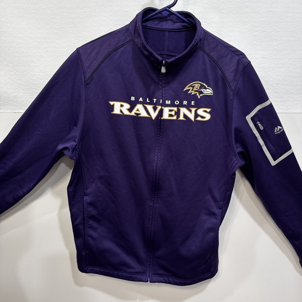 Baltimore Ravens Majestic  Full Zip‎ Jacket Size Medium Purple NFL Therma Base
